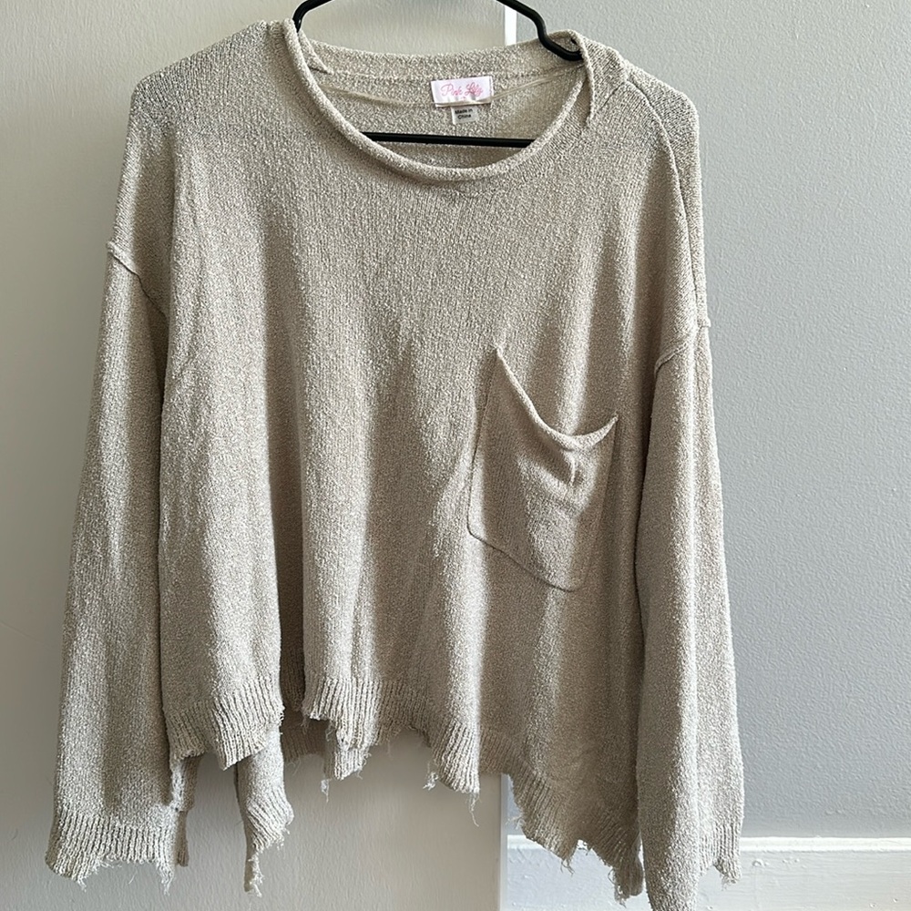 Taupe oversized crop shirt